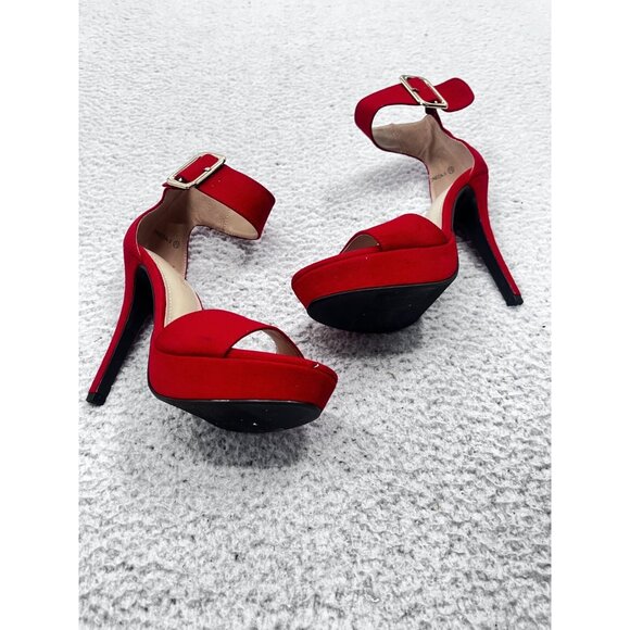 Dream Pairs Red Open Toe Platform Stiletto High Heels Ankle Straps Size 7.5 - Picture 2 of 11